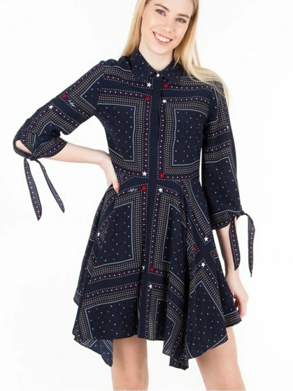 Tommy Hilfiger Retro Hoggan Dots and Stars Dress Color Navy Blue Multi Size 4
